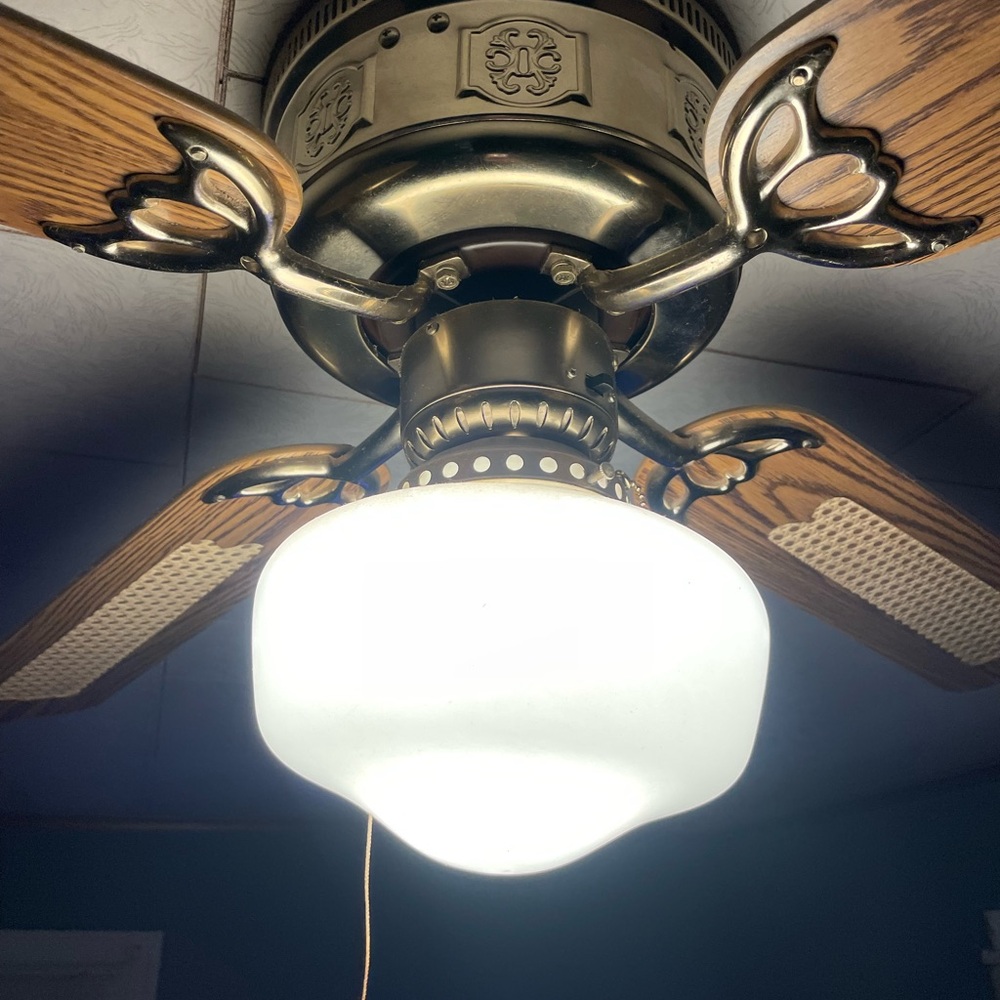 Christina 52” Mushroom Lamp Shade Ceiling Fan Antique Brass W/ Ca…